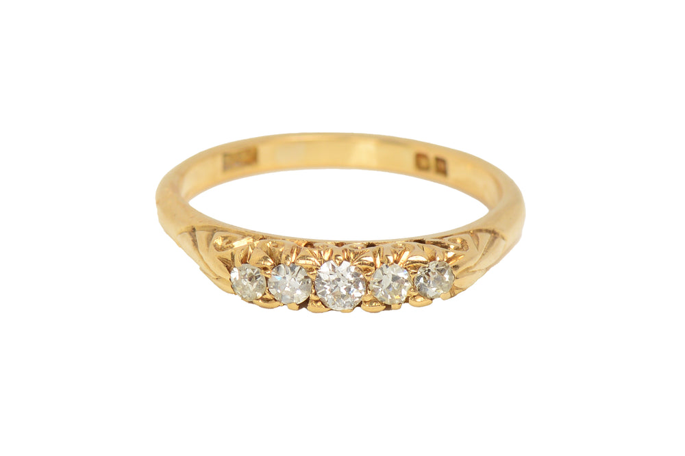 Vintage Five Stone Wedding Ring in Gold fromm 1888
