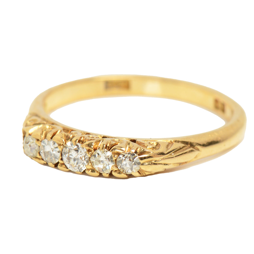 Vintage Five Stone Wedding Ring in Gold fromm 1888
