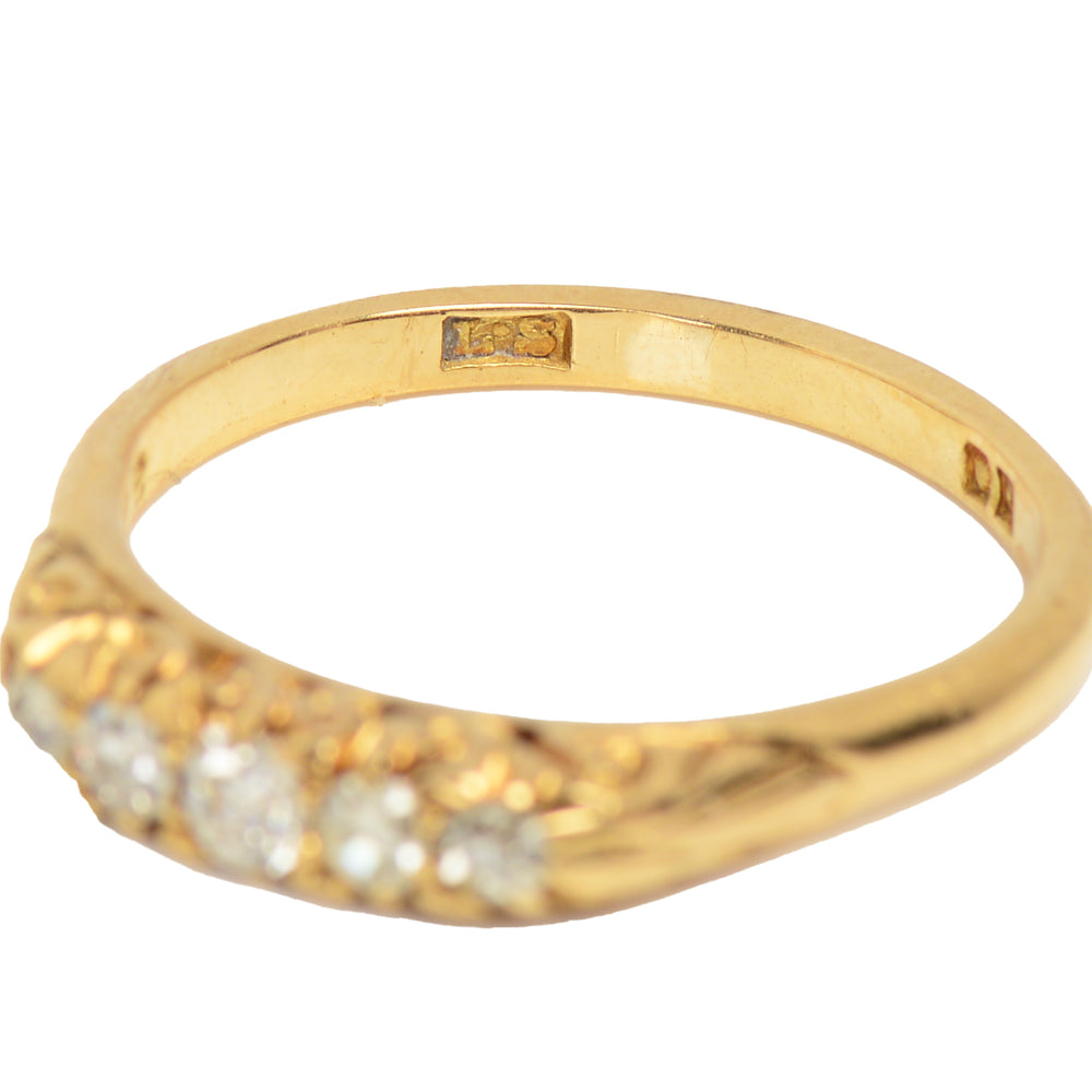 
                      
                        Vintage Five Stone Wedding Ring in Gold fromm 1888
                      
                    