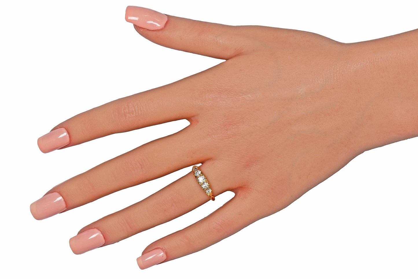 Antique Five Diamond 18k Gold Stackable Ring