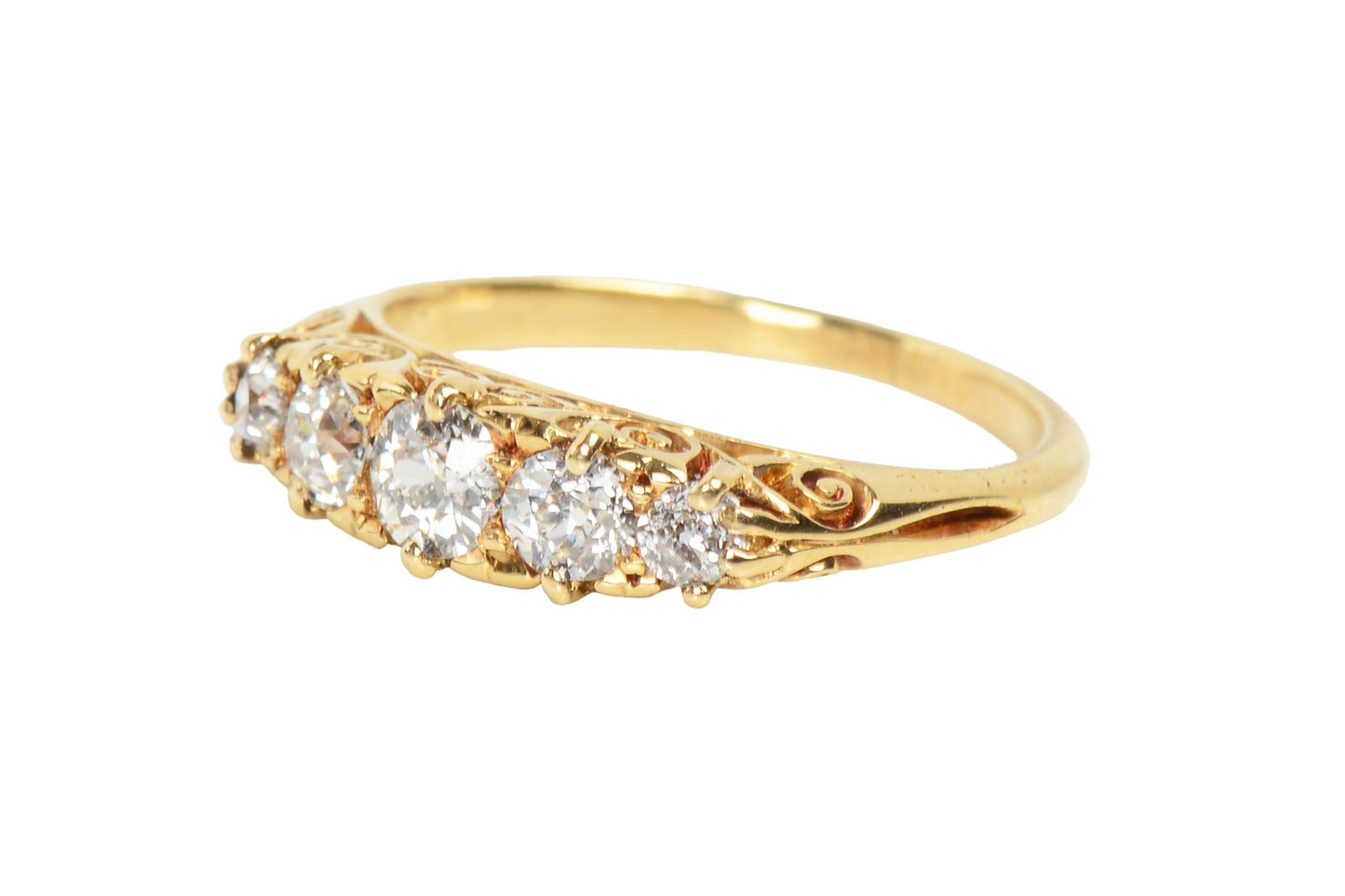 Antique Five Diamond 18k Gold Stackable Ring