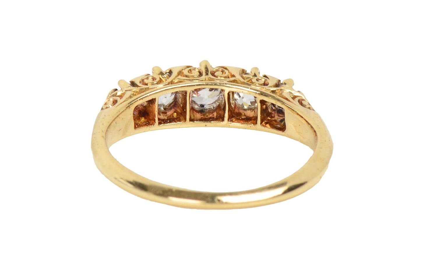 Antique Five Diamond 18k Gold Stackable Ring