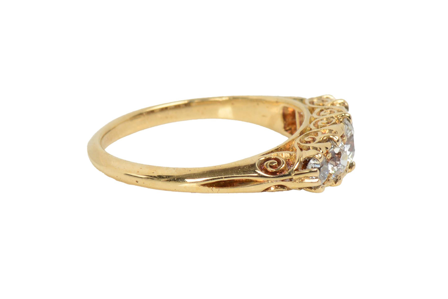 Antique Five Diamond 18k Gold Stackable Ring