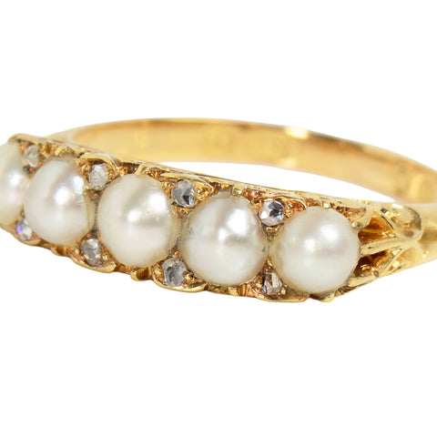 Natural Saltwater Pearl Diamond Band
