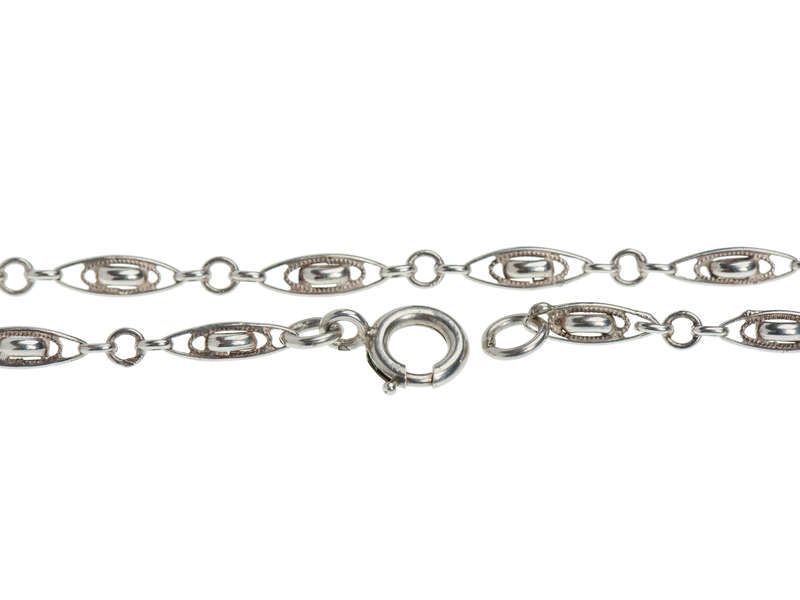 Silver French Art Deco Long Guard Chain