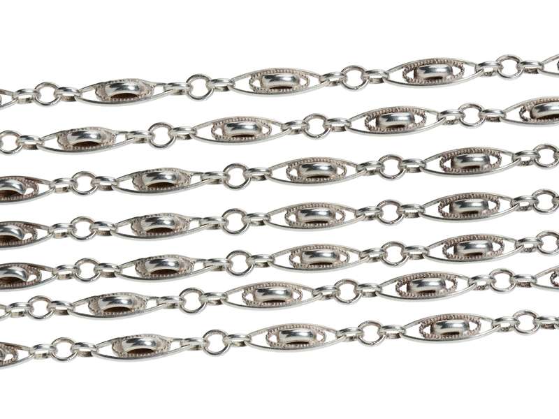 Silver French Art Deco Long Guard Chain
