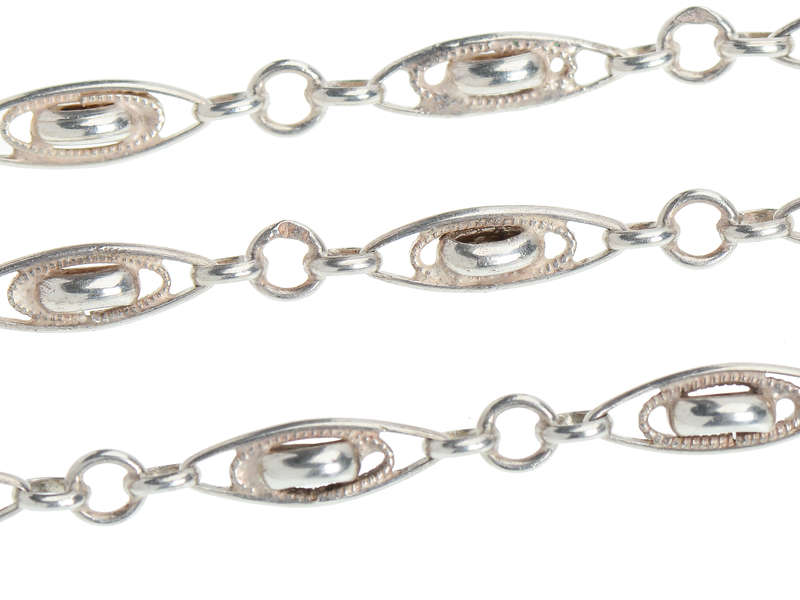 Silver French Art Deco Long Guard Chain