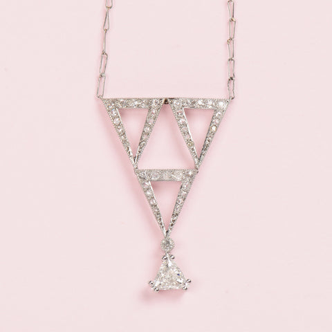 Art Deco Excellence - French Geometric Diamond Necklace