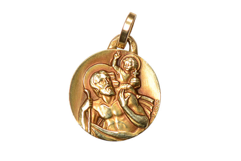 St. Christopher & Jesus Religious French Pendant