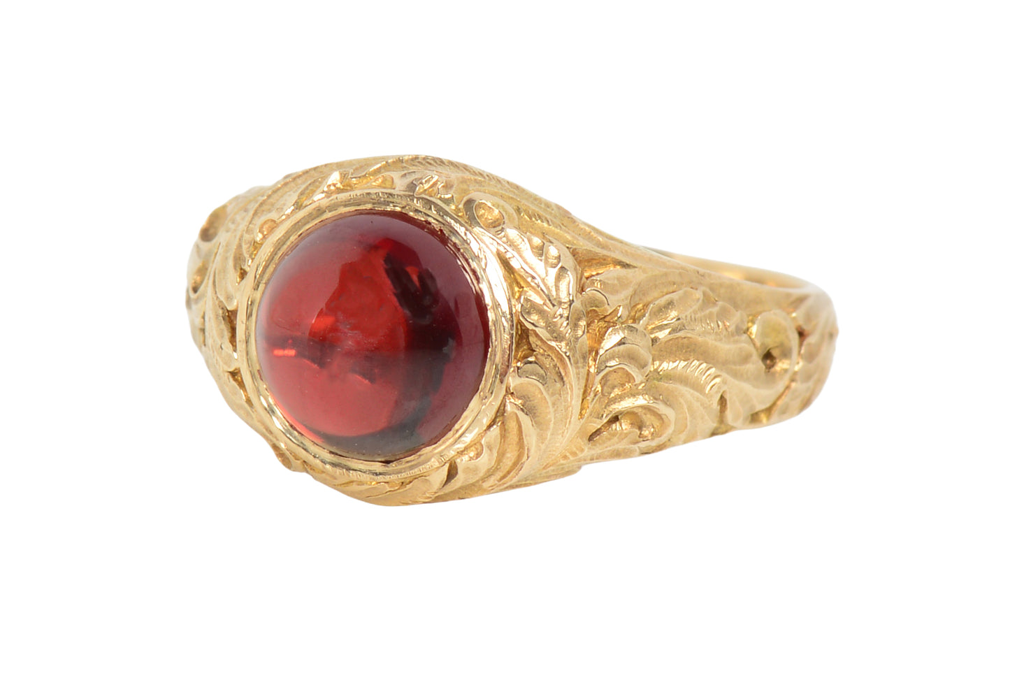 Sculptural Gold Garnet Cabochon Ring