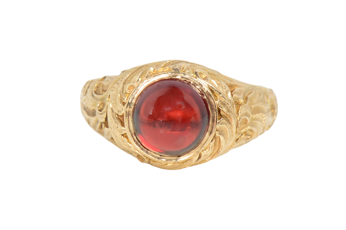 Sculptural Gold Garnet Cabochon Ring