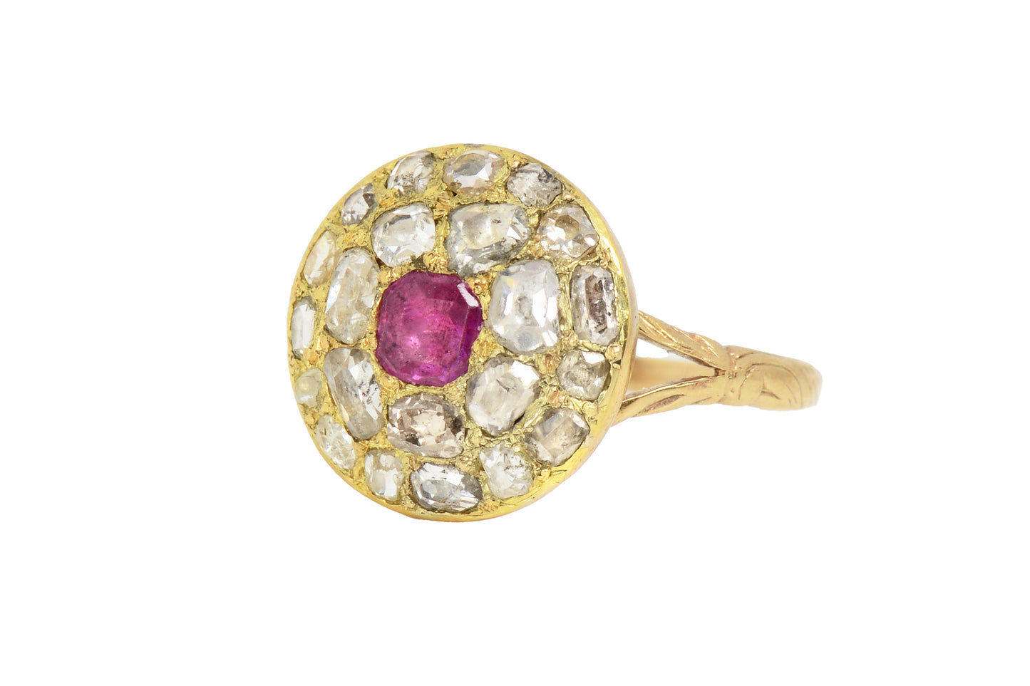 Antique Georgian Ruby and Diamond Cluster RIng