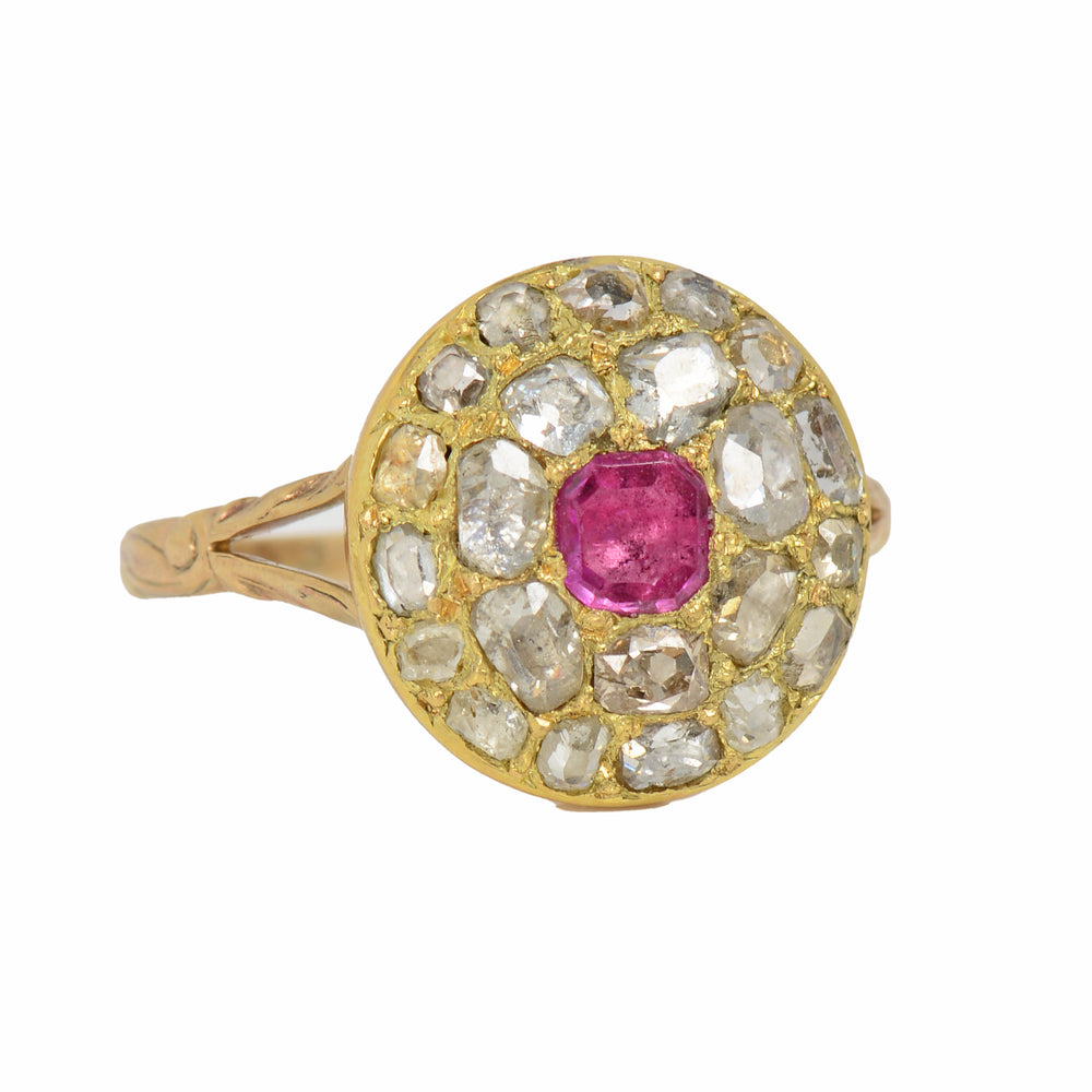 
                      
                        Antique Georgian Ruby and Diamond Cluster RIng
                      
                    