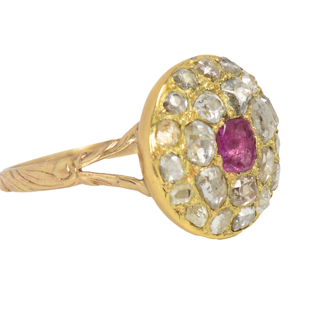 
                      
                        Antique Georgian Ruby and Diamond Cluster RIng
                      
                    