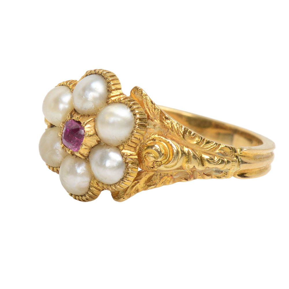 
                      
                        Georgian Antique Pearl Ruby Locket Ring
                      
                    