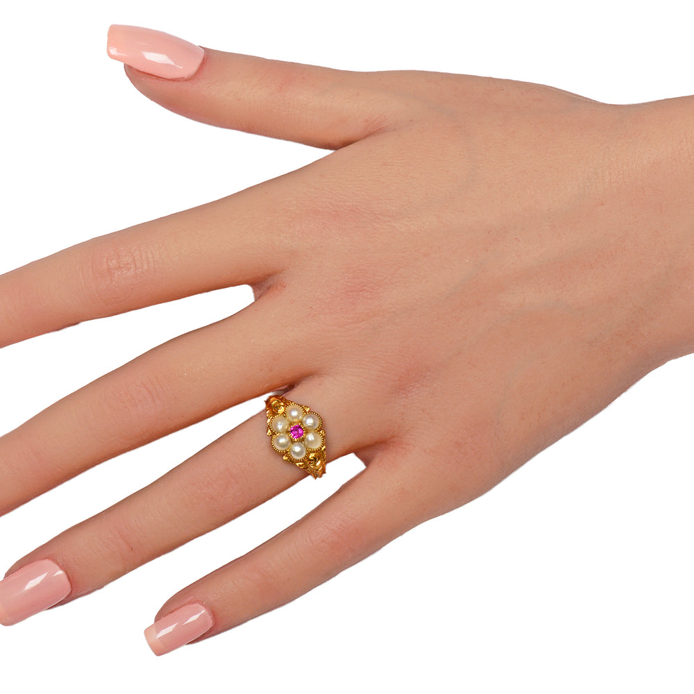 
                      
                        Georgian Antique Pearl Ruby Locket Ring
                      
                    