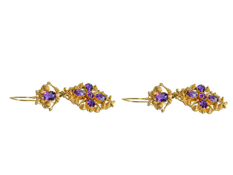 Amethyst Extravaganza - Georgian Cannetille Earrings