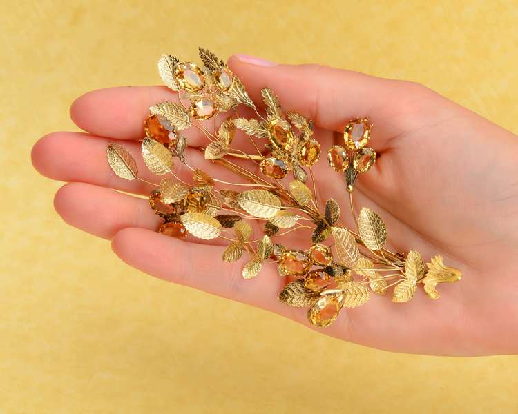 Georgian Citrine Trembler Floral Spray Brooch – The Three Graces