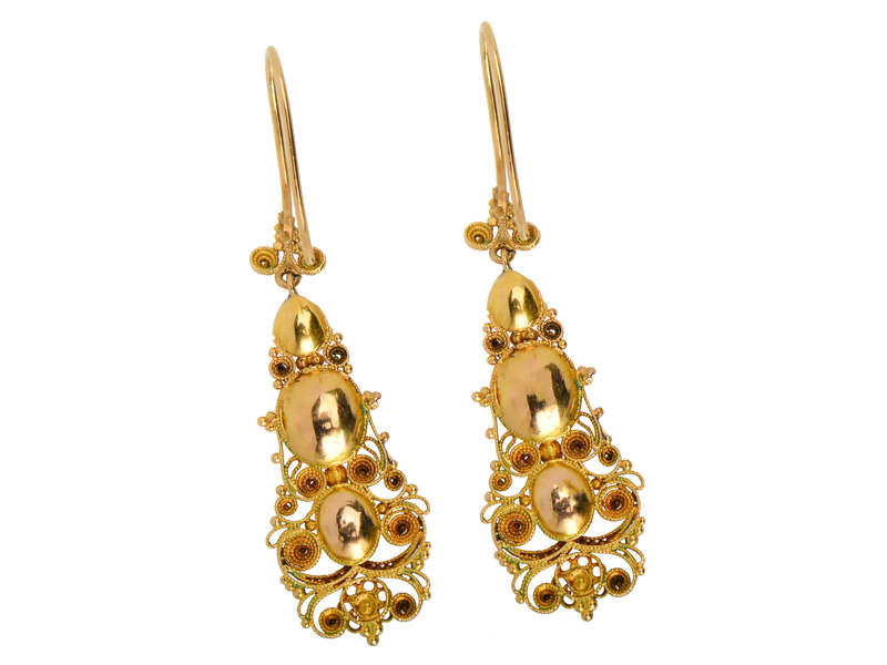 
                      
                        Georgian Garnet Cannetille Dangle Earrings
                      
                    