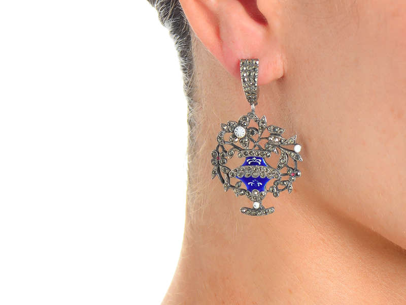Georgian Giardinetti Flower Basket Earrings c. 1760