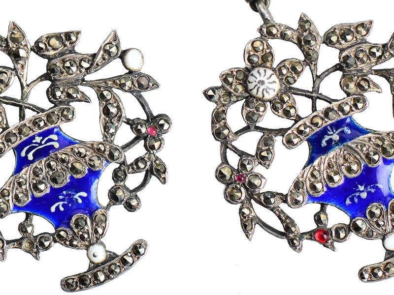 Georgian Giardinetti Flower Basket Earrings c. 1760