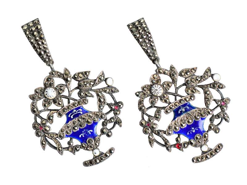 Georgian Giardinetti Flower Basket Earrings c. 1760