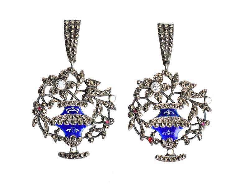 Georgian Giardinetti Flower Basket Earrings c. 1760