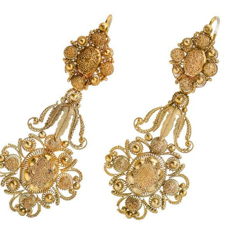 Georgian Gold Day Night Cannetille Earrings