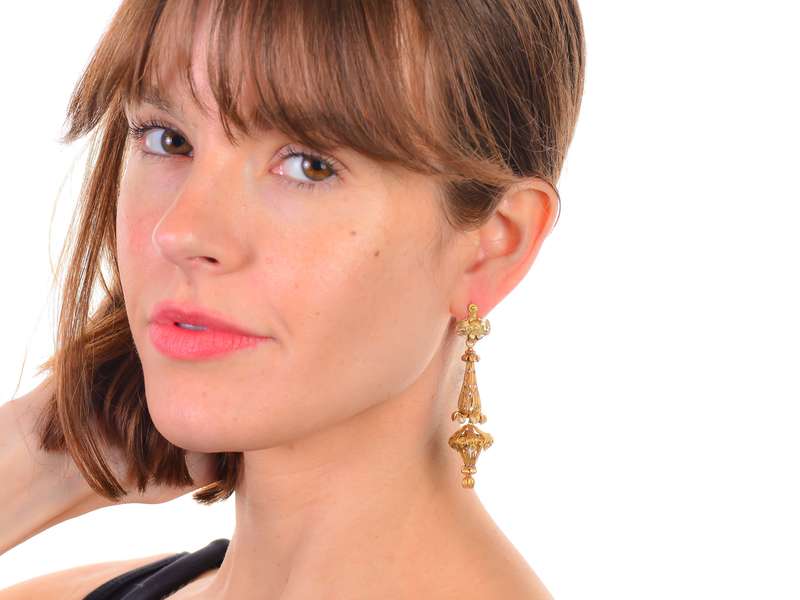 Georgian Cannetille Dangle Earrings