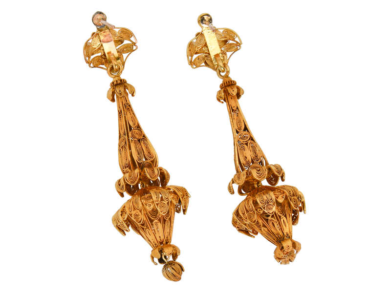 Georgian Cannetille Dangle Earrings