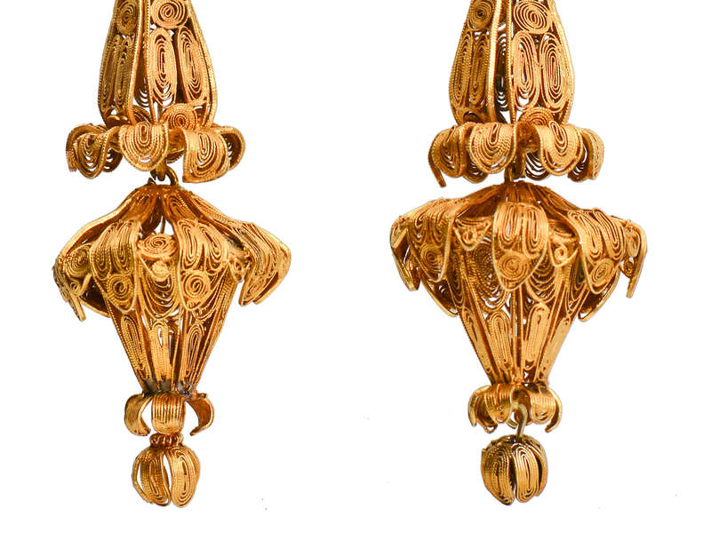 Georgian Cannetille Dangle Earrings