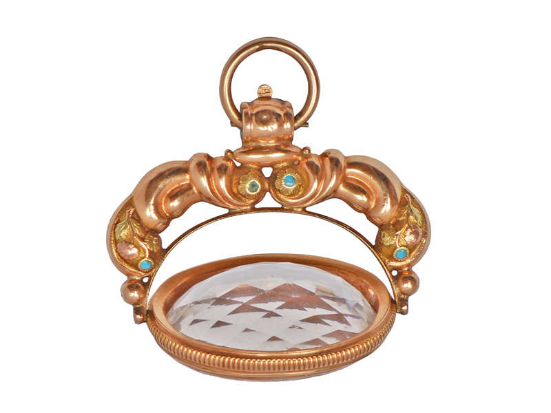 Huge Georgian Gold Rock Crystal Spinner Fob