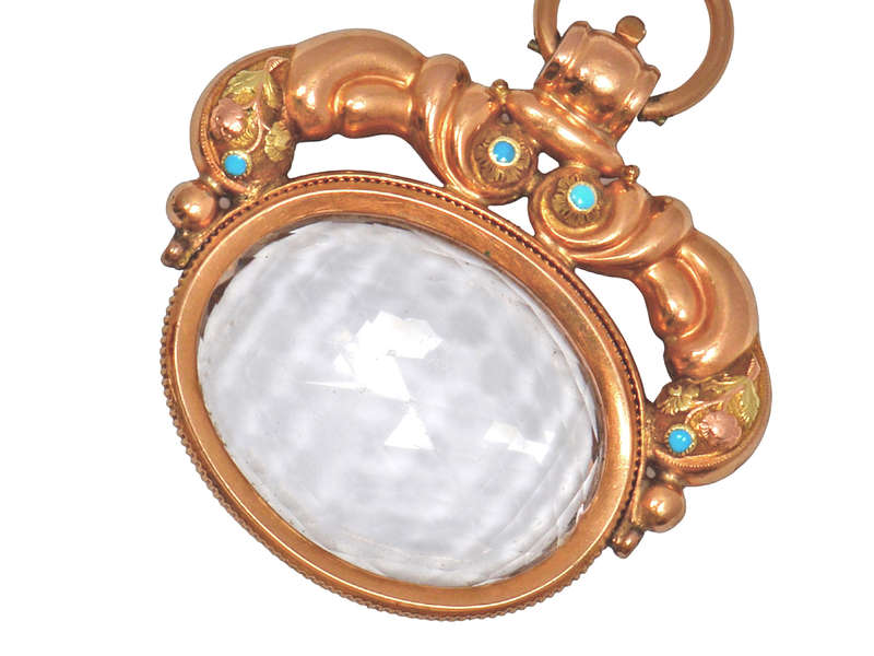 Huge Georgian Gold Rock Crystal Spinner Fob