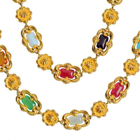 Portrait of Style - Georgian Pinchbeck Colorful Long Chain