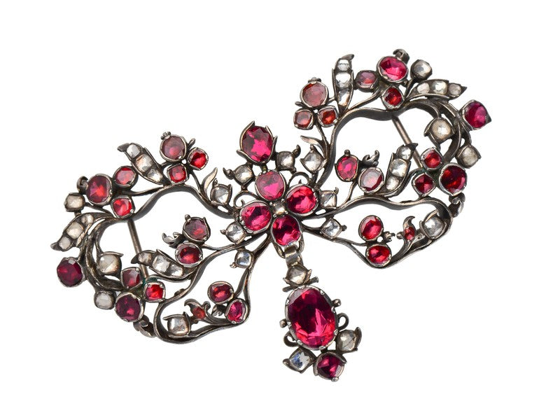 Georgian Splendor - Garnet Bow Pendant Slide