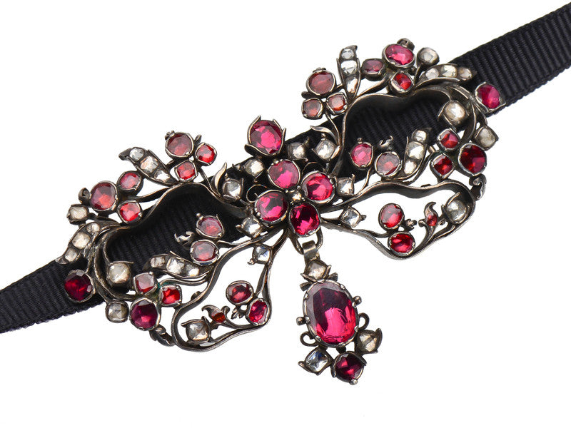 Georgian Splendor - Garnet Bow Pendant Slide