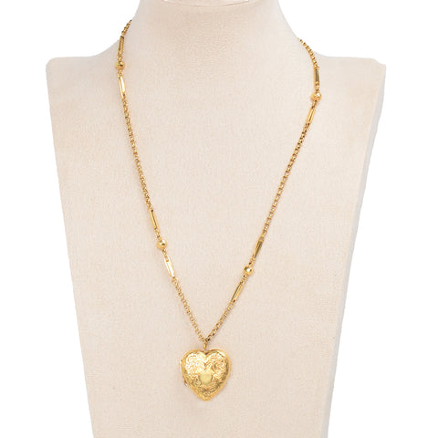 Be Still My Heart - Antique Locket Pendant & Chain