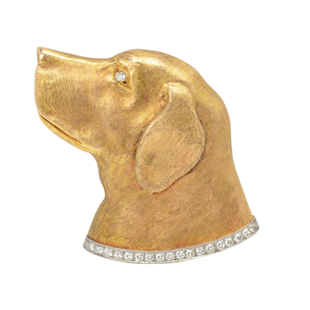 J.E. Caldwell Signed Diamond Dog Brooch