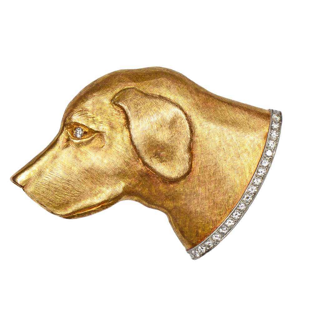 J.E. Caldwell Signed Diamond Dog Brooch