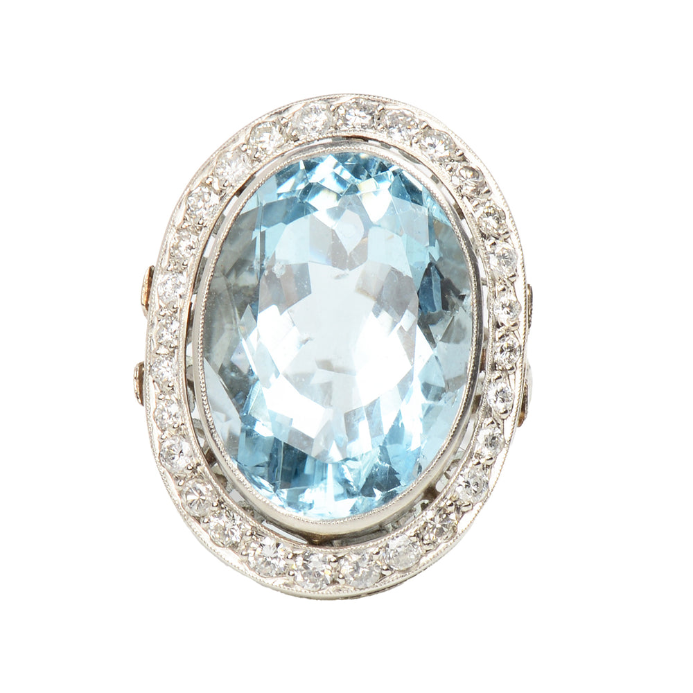 Blue Marvel - Oval Aquamarine Diamond Ring