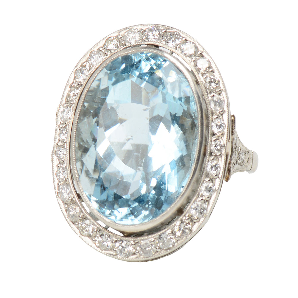 Blue Marvel - Oval Aquamarine Diamond Ring