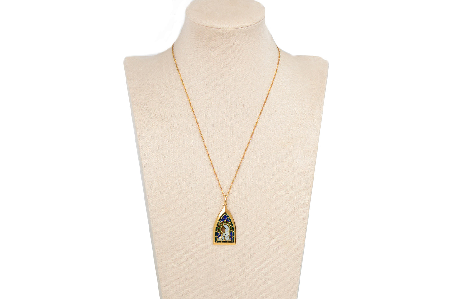 Spanish Plique-à-jour Enamel Madonna Pendant