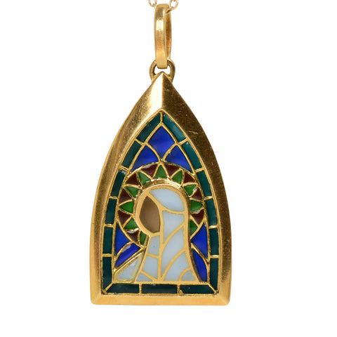 Spanish Plique-à-jour Enamel Madonna Pendant