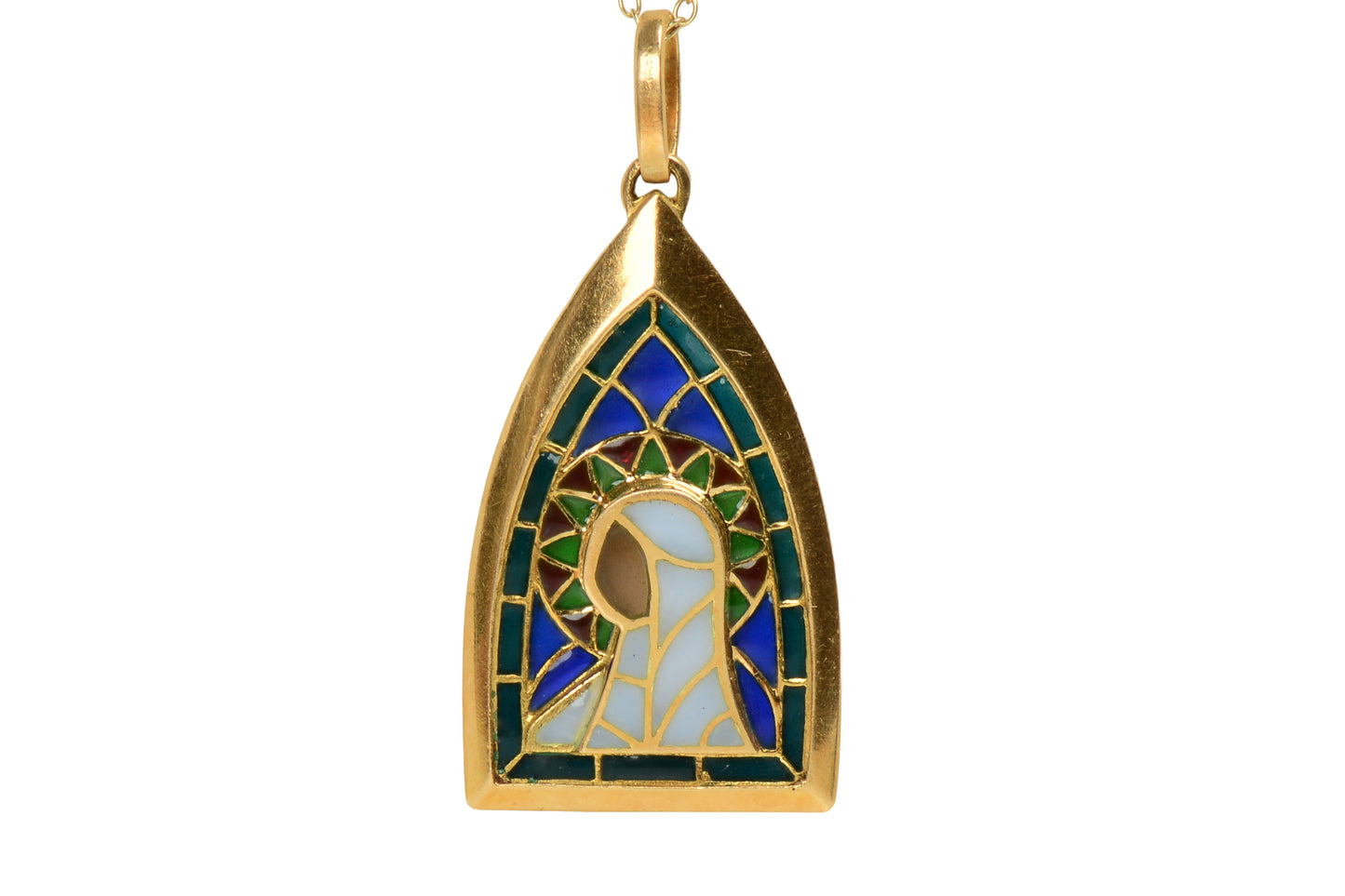Spanish Plique-à-jour Enamel Madonna Pendant
