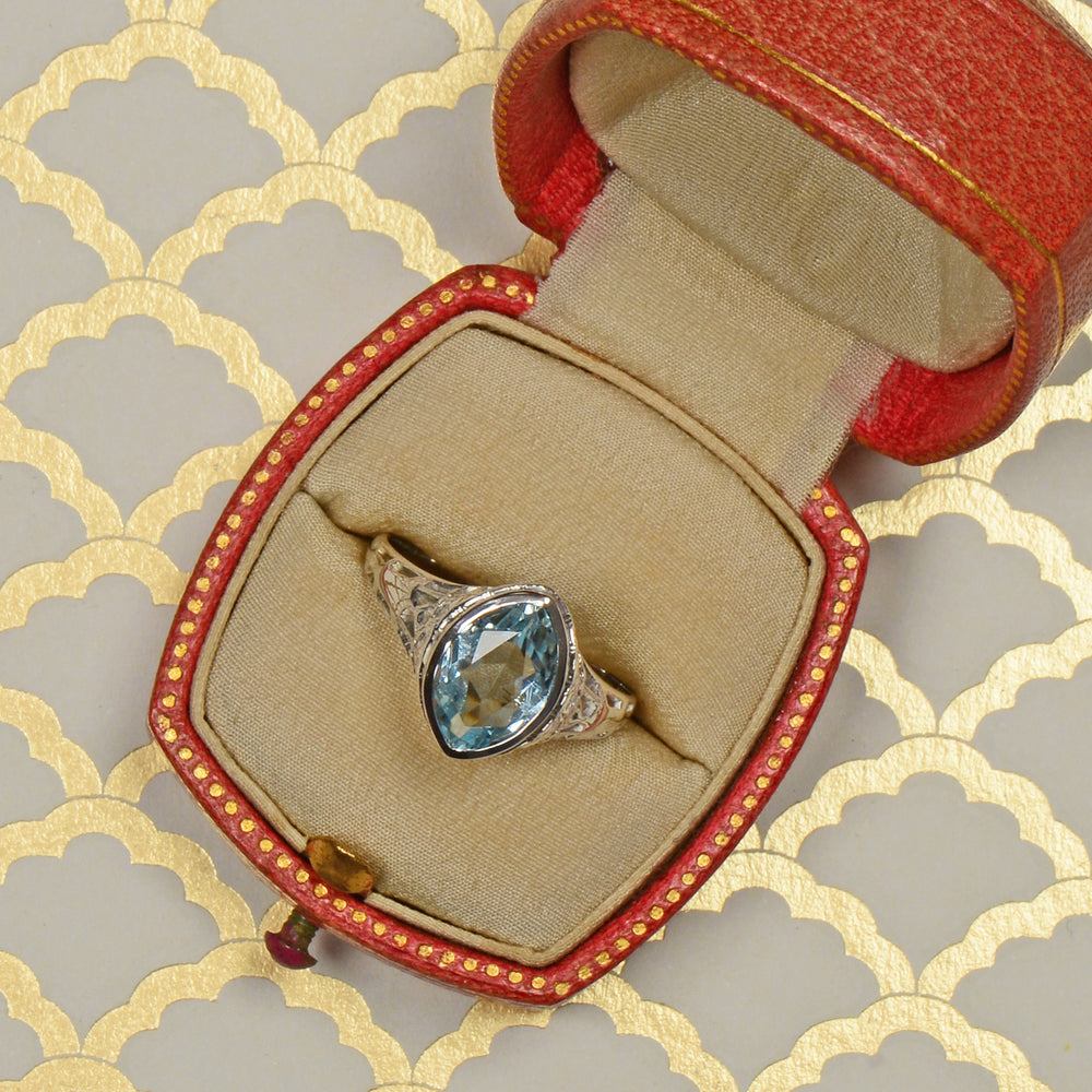 
                      
                        Vintage Art Deco Aquamarine Filigree Ring
                      
                    
