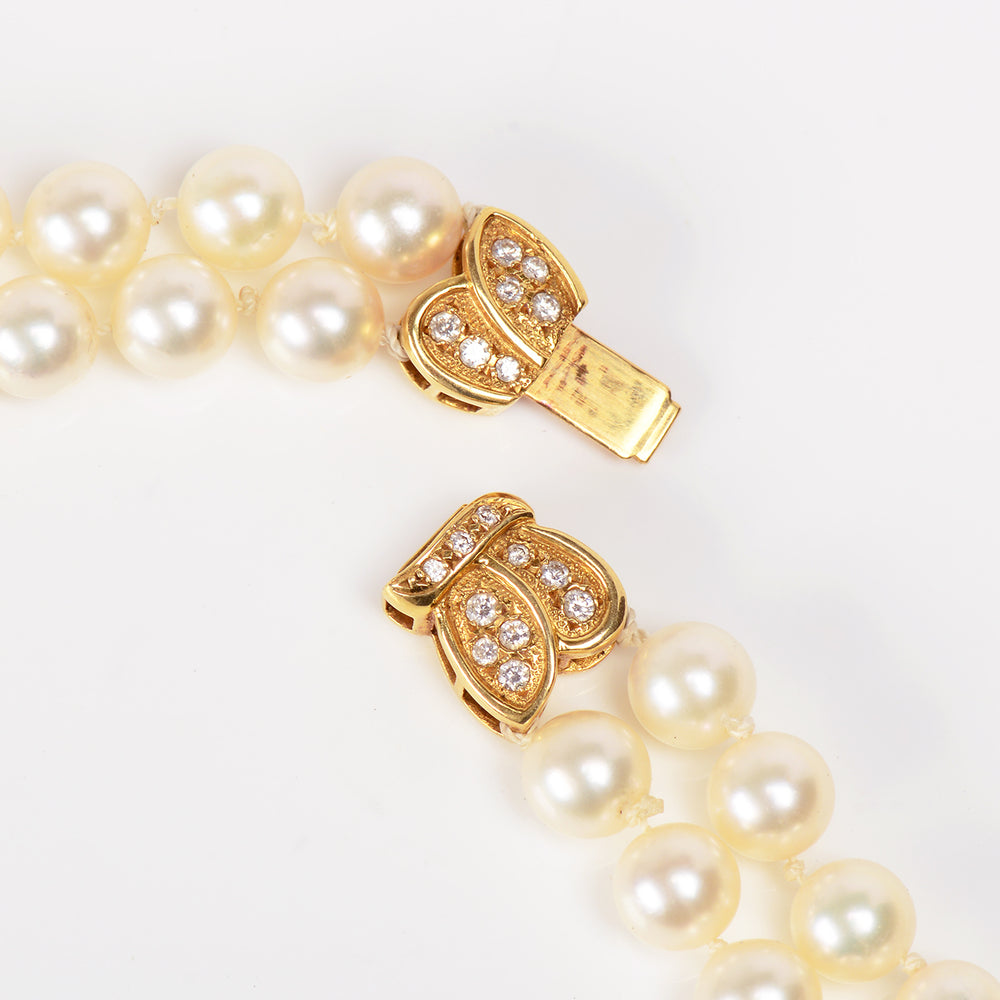 
                      
                        Mikimoto Double Strand of Cultured Akoya Pearls & Diamond Clasp
                      
                    
