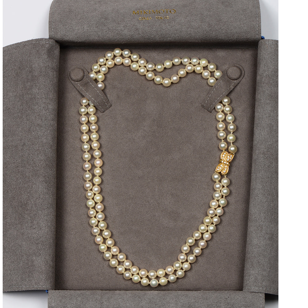 
                      
                        Mikimoto Double Strand of Cultured Akoya Pearls & Diamond Clasp
                      
                    