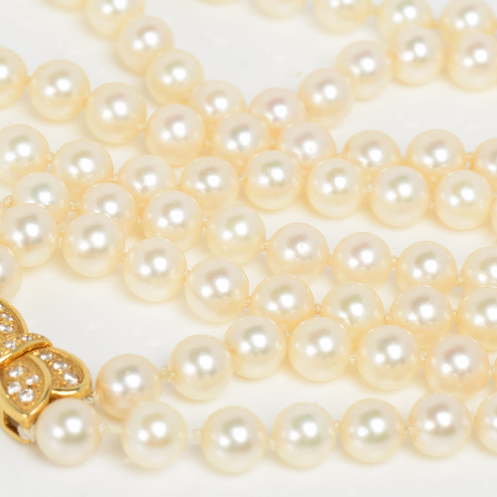 
                      
                        Mikimoto Double Strand of Cultured Akoya Pearls & Diamond Clasp
                      
                    