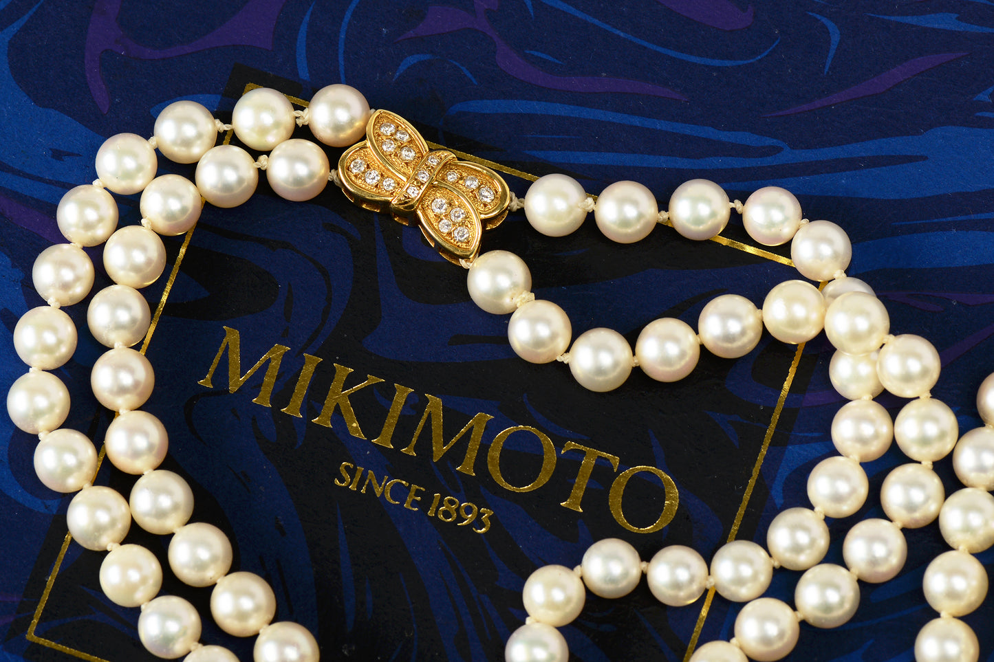 Mikimoto Double Strand of Cultured Akoya Pearls & Diamond Clasp