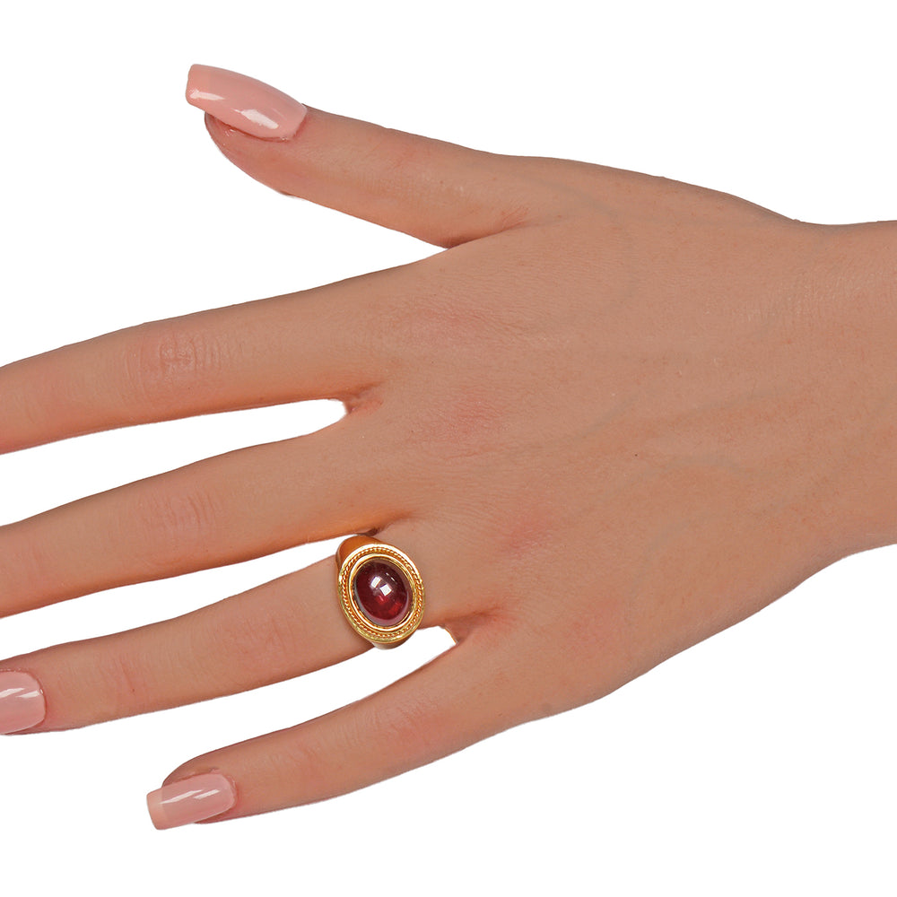 
                      
                        Vintage Cabochon Garnet 18k Gold RIng
                      
                    